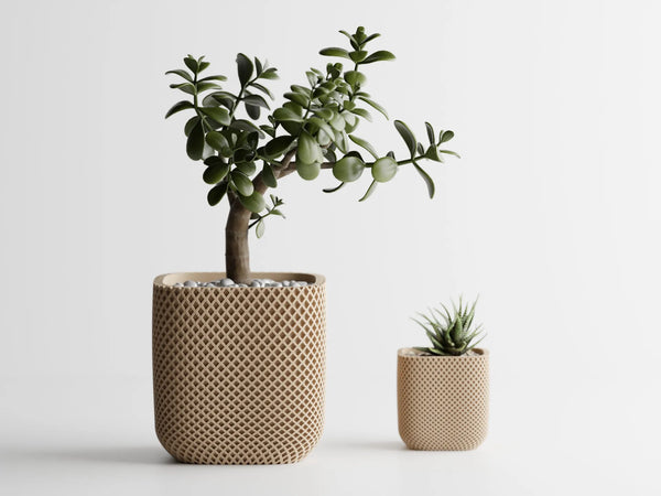 Textura Geometric Planter – Minimalist 3D Printed Vase for Modern Homes