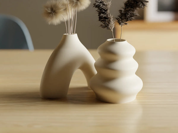 Modern Sculptural Vases – Set of 2 | Nordic Minimalist Table Decor