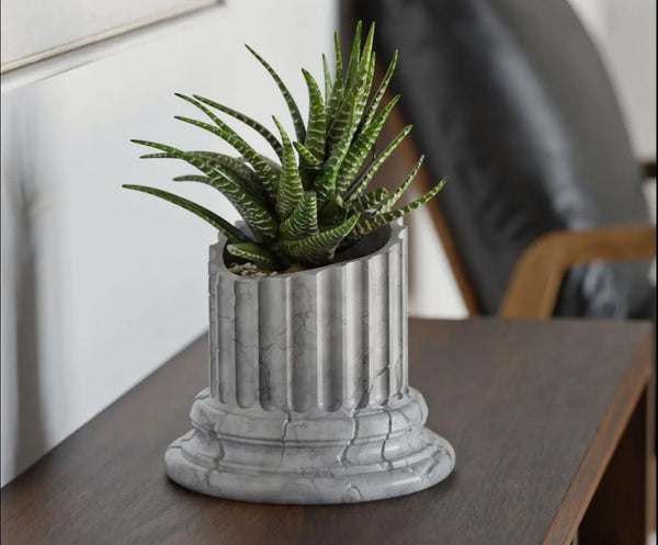 Greek Pillar Planter for Desks & Shelves – Smooth & Ruins Variant | Premium Finish