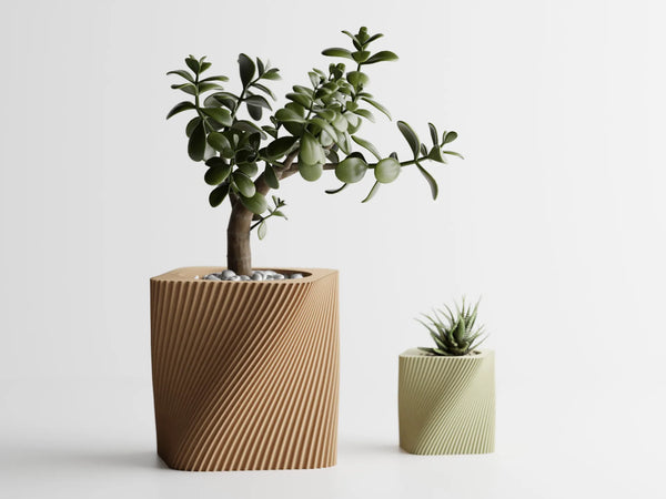 GeoTwist Modern Geometric Planter | Textured Minimal Plant Pots for Indoor Decor | Framora Studio Collection