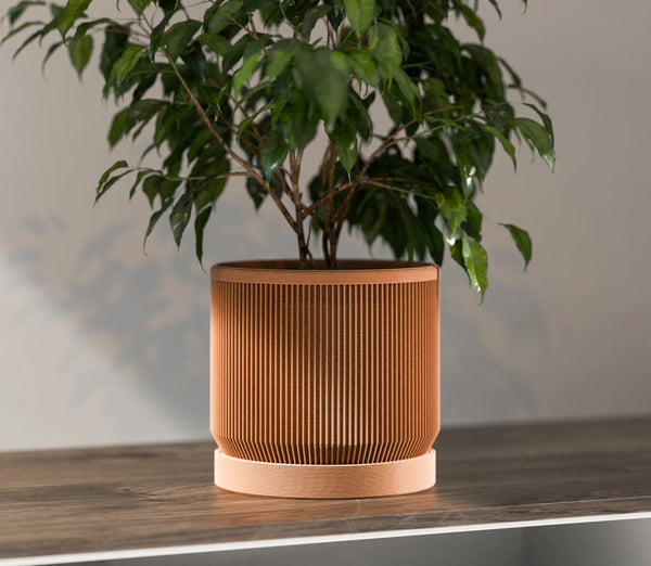 Terracotta Ribbed Cylinder Planter – Premium Decorative Pot for Indoor Plants